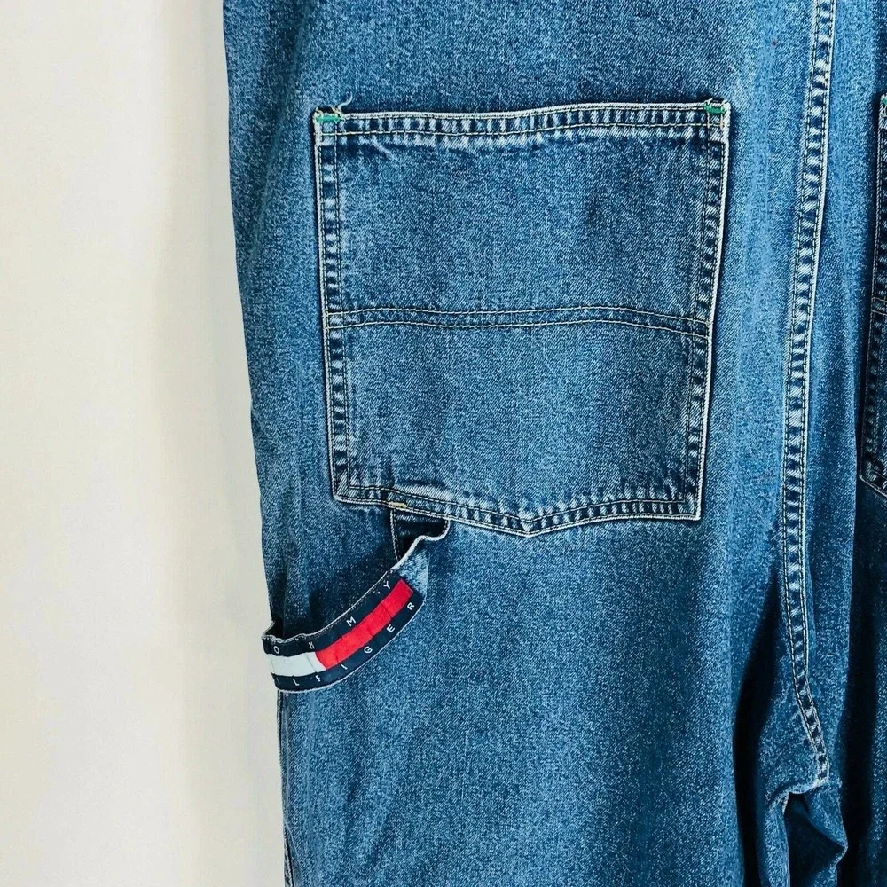 Vintage Tommy Hilfiger Denim Overalls, Retro Hip Hop Fashion, Size Medium 1990’s - Picture 4 of 6